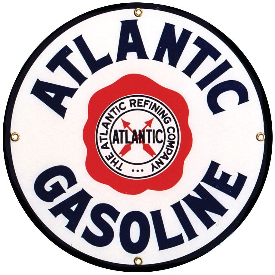 ATLANTIC "FRIED EGG" GASOLINE 12" Porcelain Sign