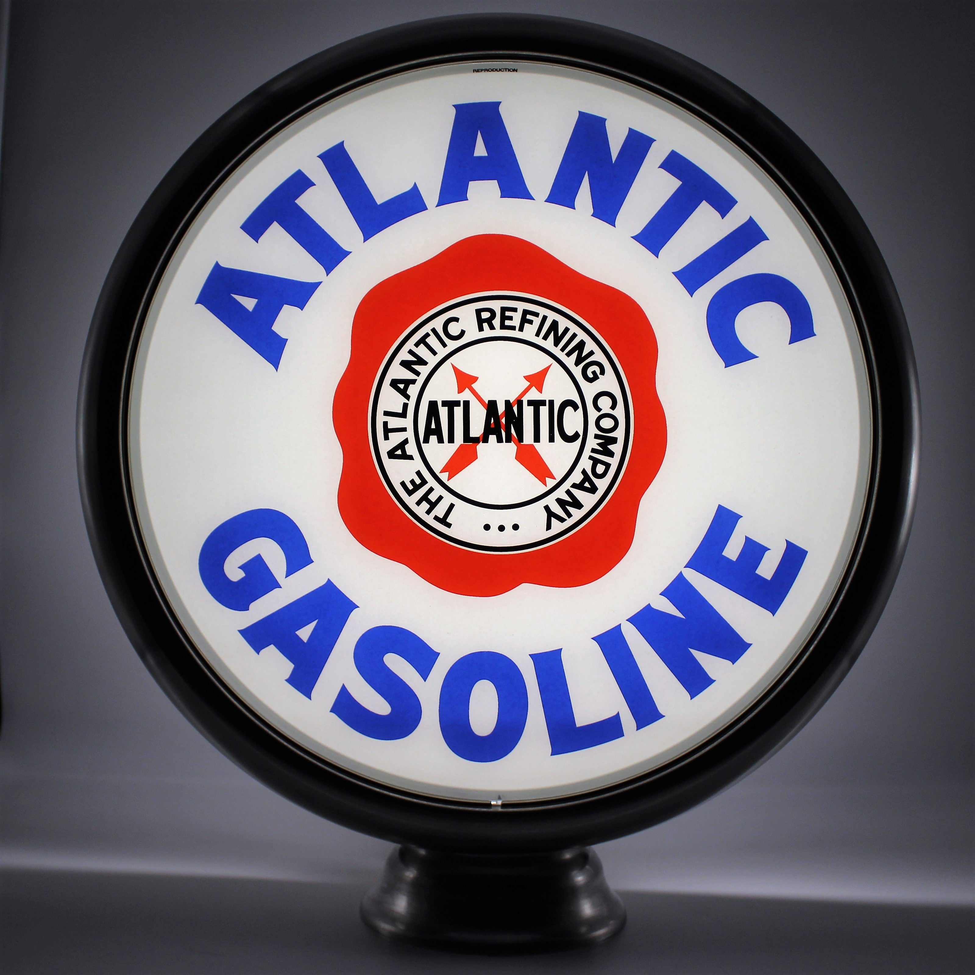 ATLANTIC "FRIED EGG" GASOLINE 15" Gas Pump Globe with 15" Steel Body