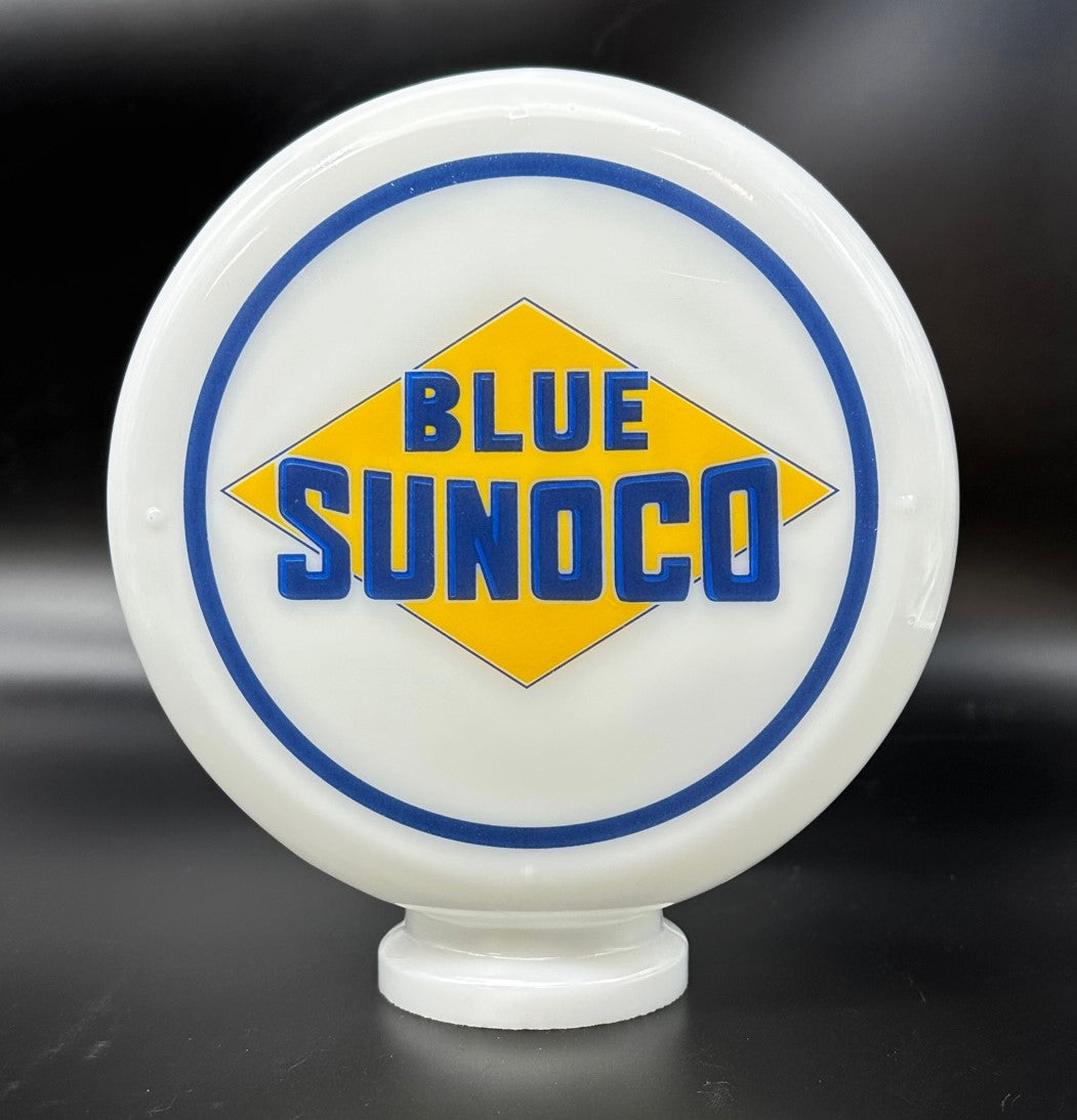BLUE SUNOCO 8" Mini Glass Gas Pump Globe