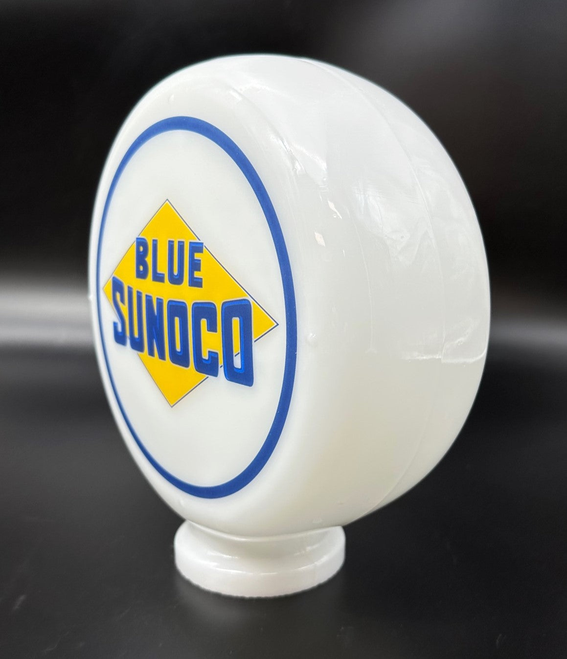 BLUE SUNOCO 8" Mini Glass Gas Pump Globe