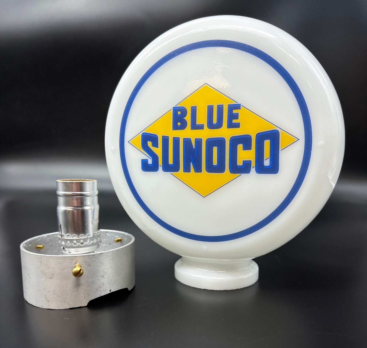 BLUE SUNOCO 8" Mini Glass Gas Pump Globe