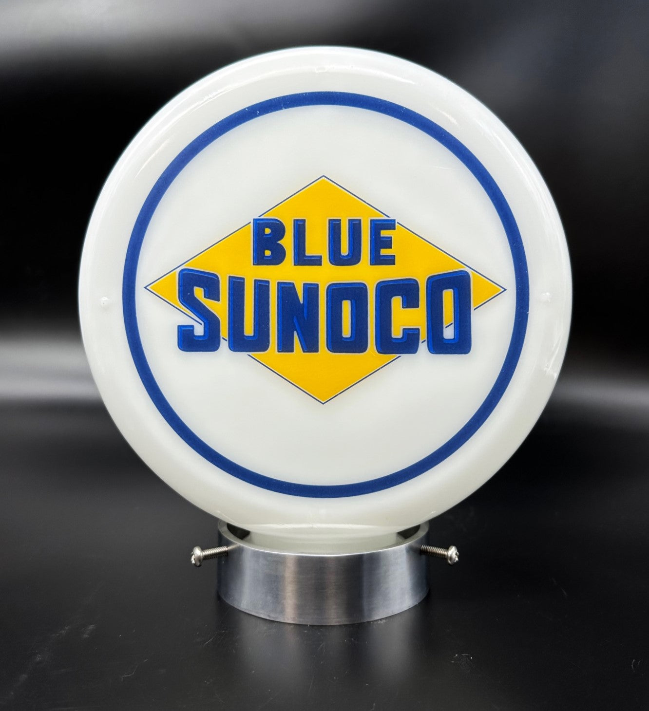 BLUE SUNOCO 8" Mini Glass Gas Pump Globe