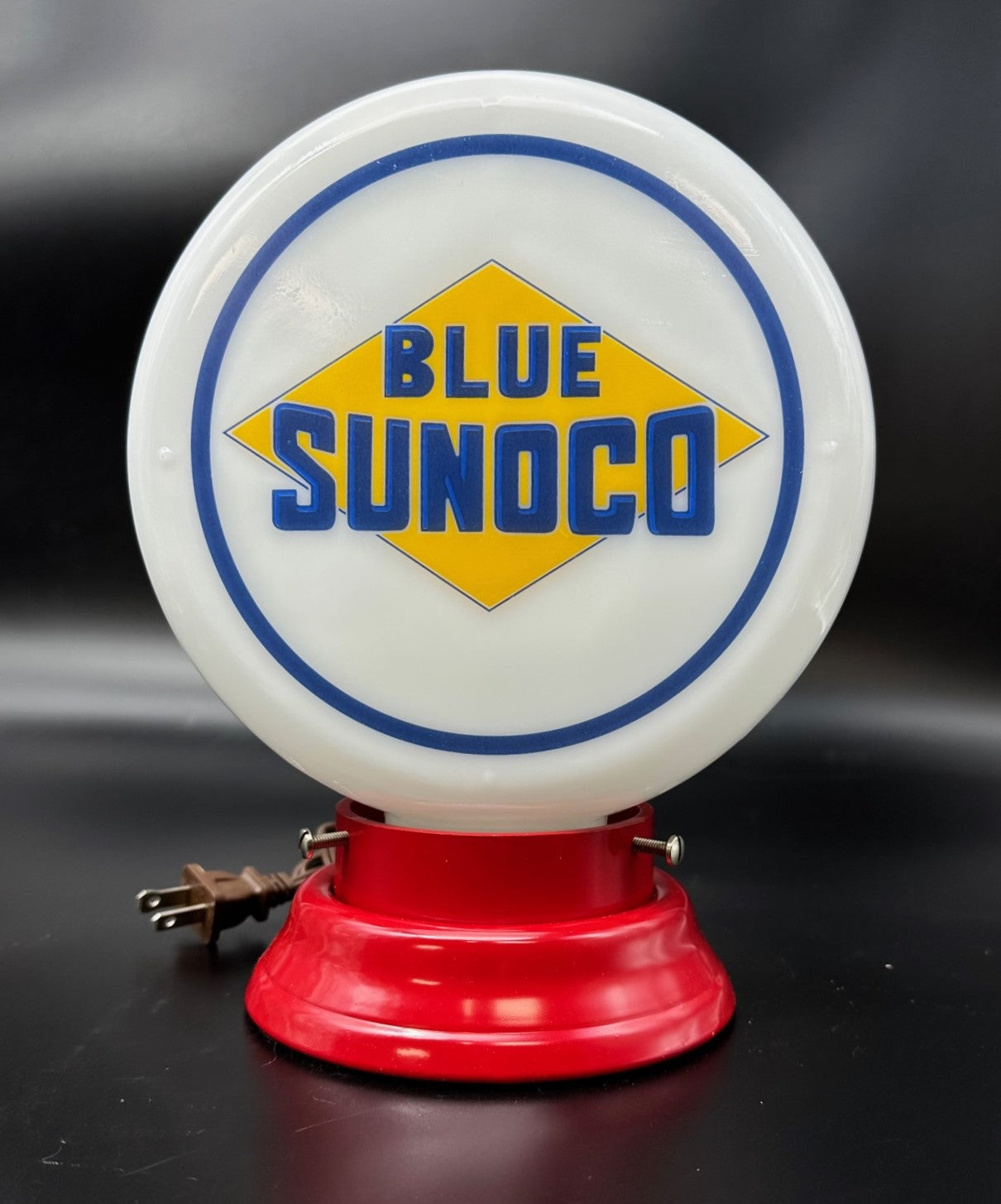 BLUE SUNOCO 8" Mini Glass Gas Pump Globe