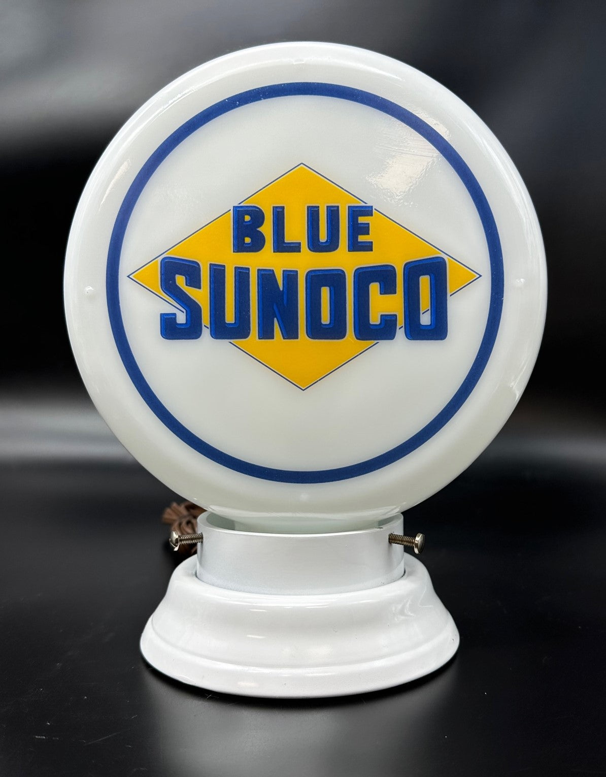 BLUE SUNOCO 8" Mini Glass Gas Pump Globe