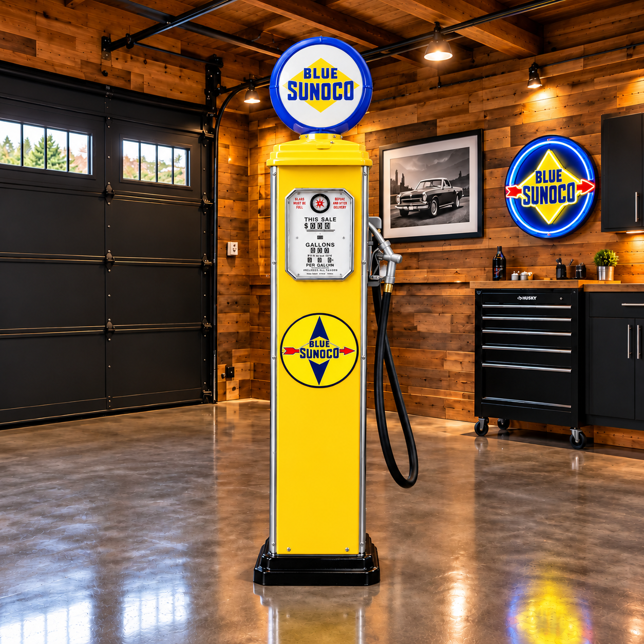 Blue Sunoco Retro Gas Pump