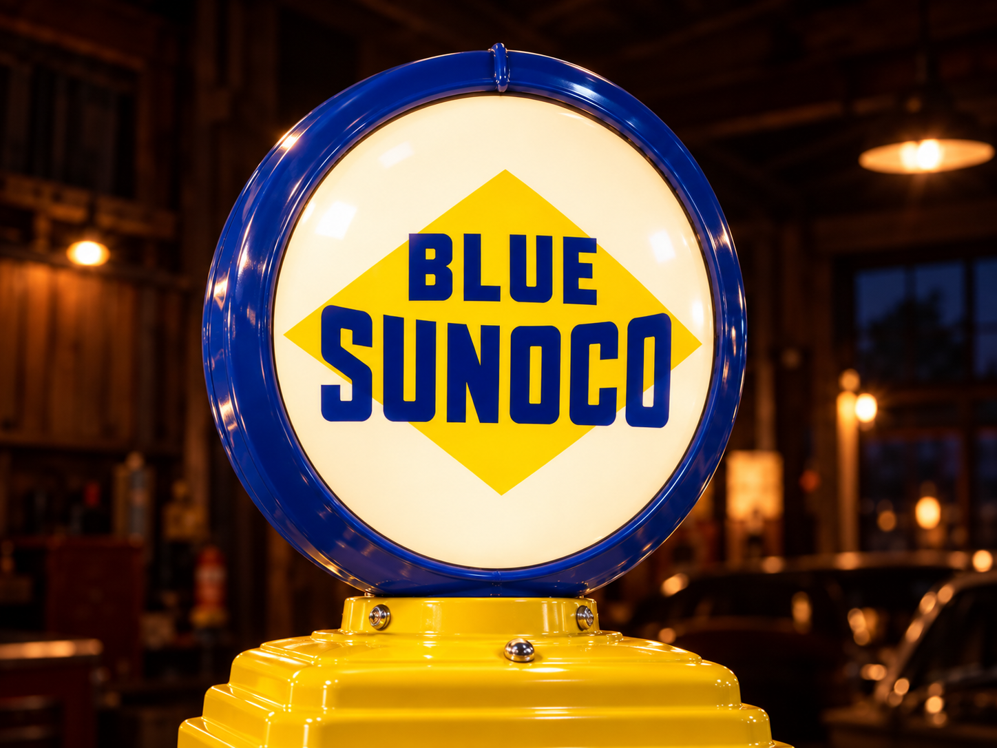 Blue Sunoco Retro Gas Pump