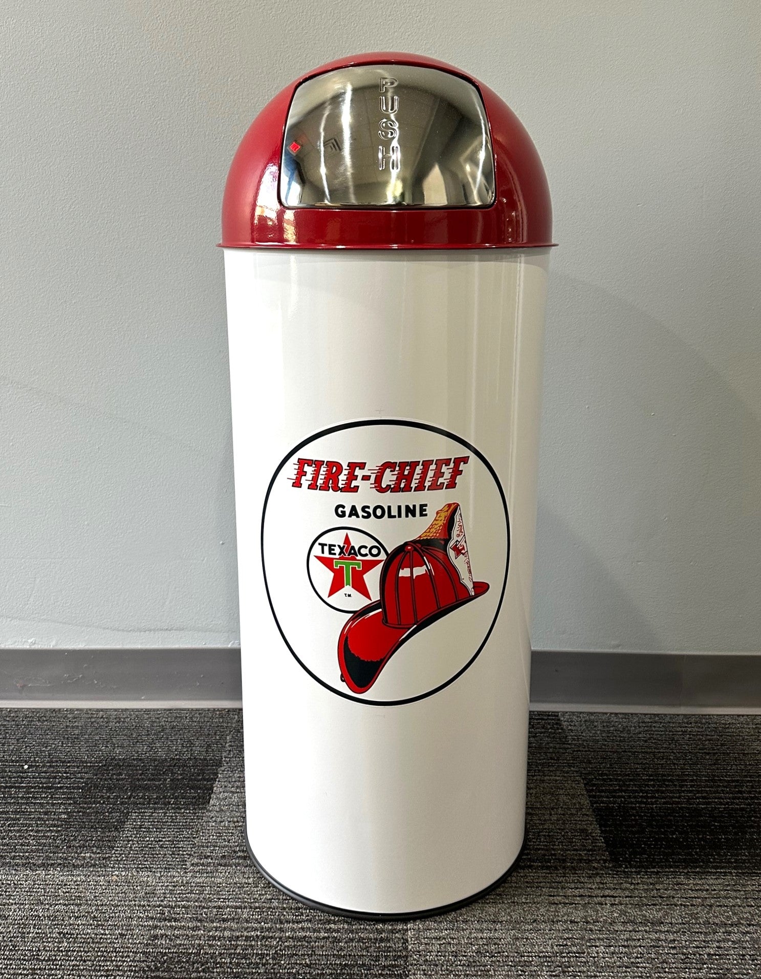 TEXACO FIRE CHIEF Retro Metal Trash Can