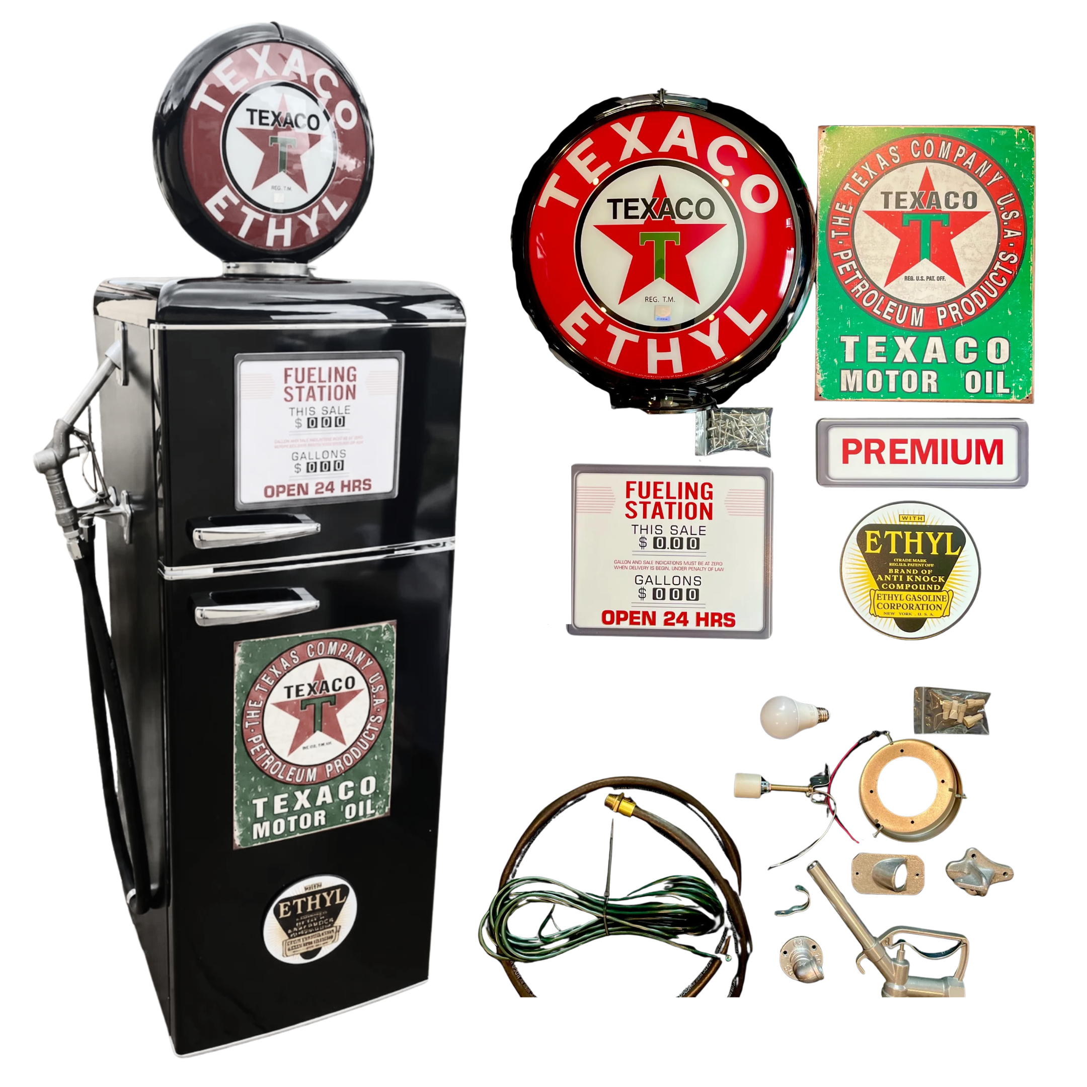 Texaco Tokheim 39 Style Gas Pump Replica Fridge Kit - Black