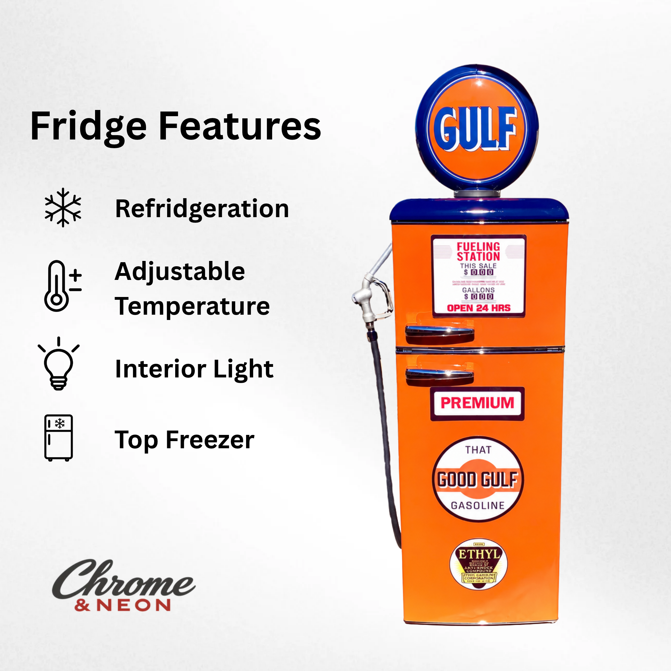 Gulf Tokheim 39 Style Gas Pump Replica Fridge