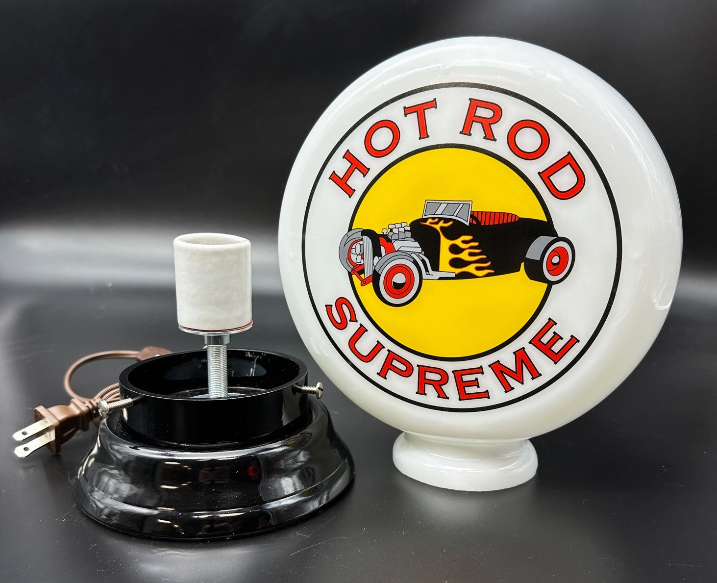 HOT ROD SUPREME 8" Mini Glass Gas Pump Globe