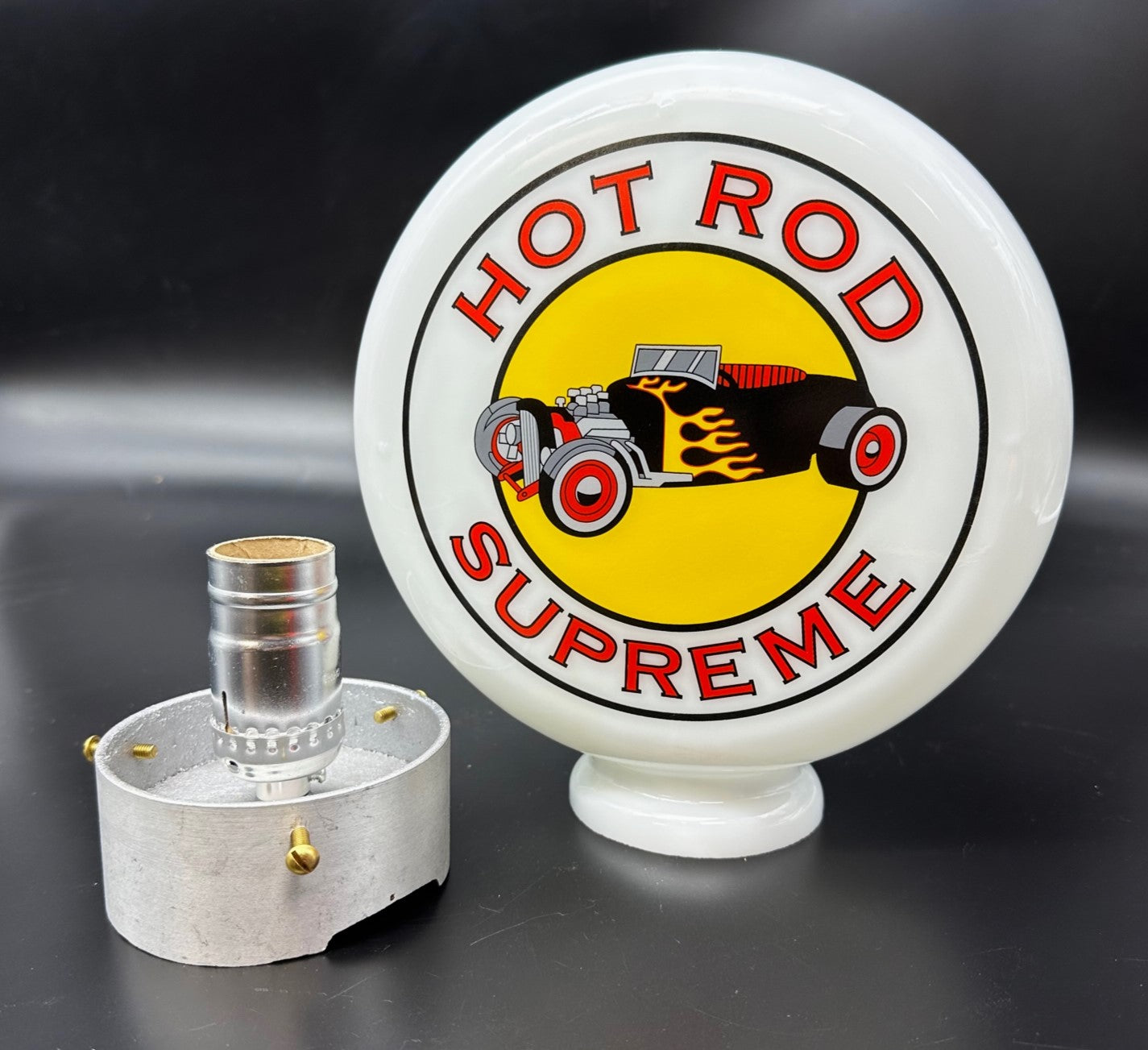 HOT ROD SUPREME 8" Mini Glass Gas Pump Globe