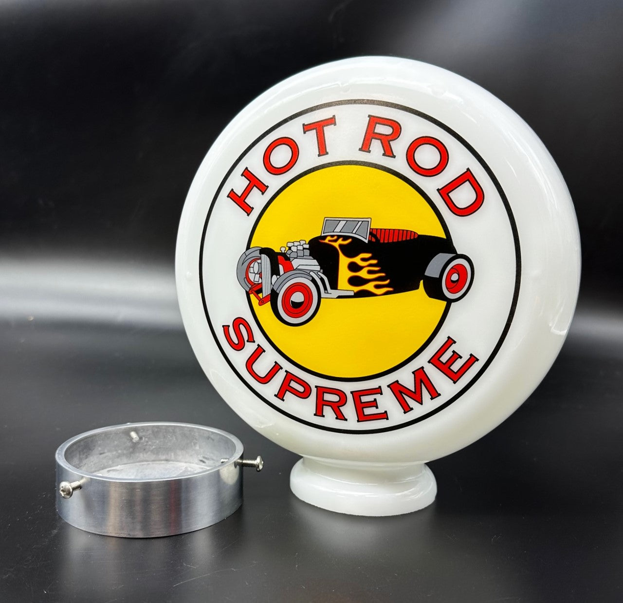 HOT ROD SUPREME 8" Mini Glass Gas Pump Globe