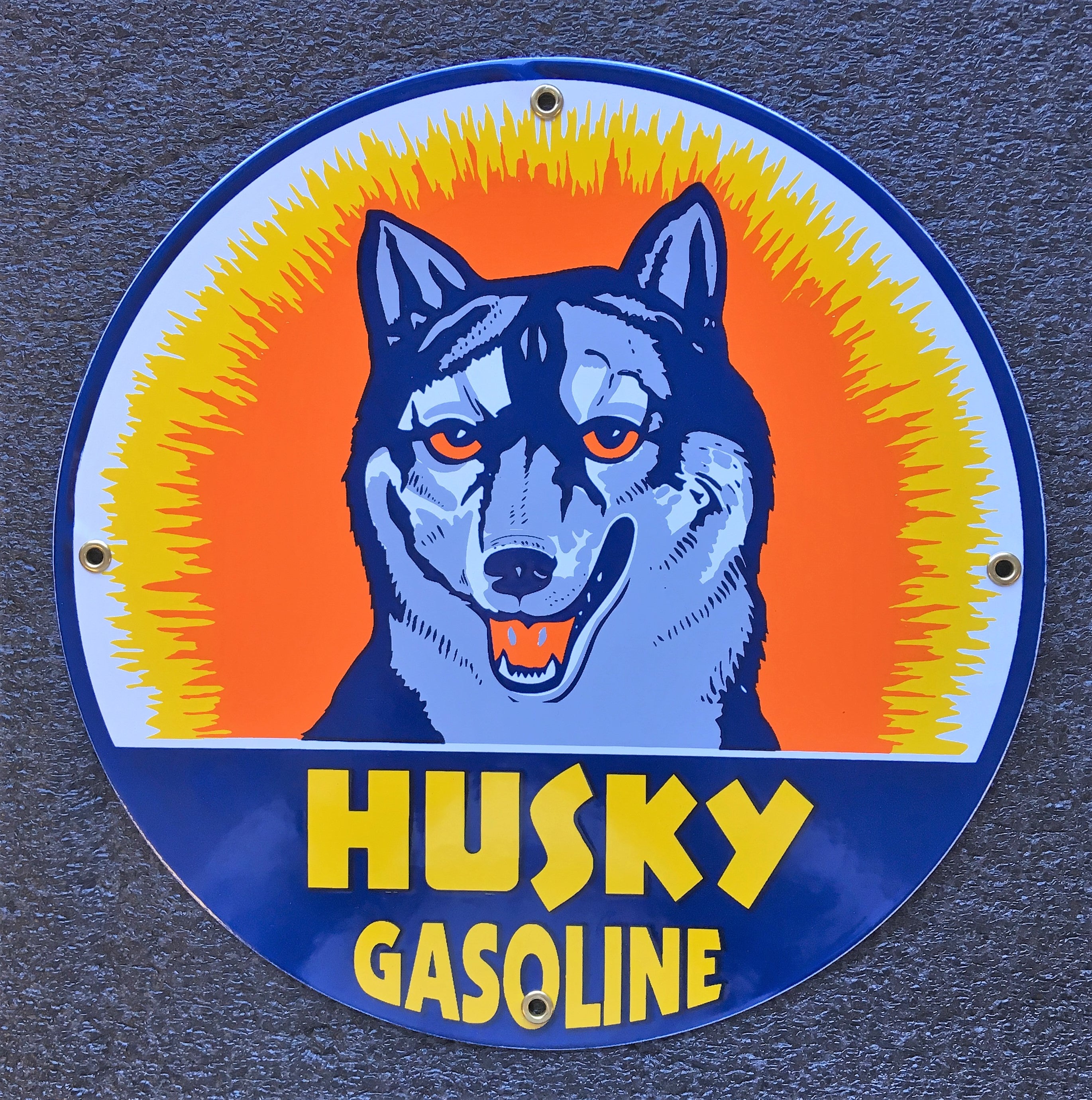 HUSKY 12" Porcelain Sign