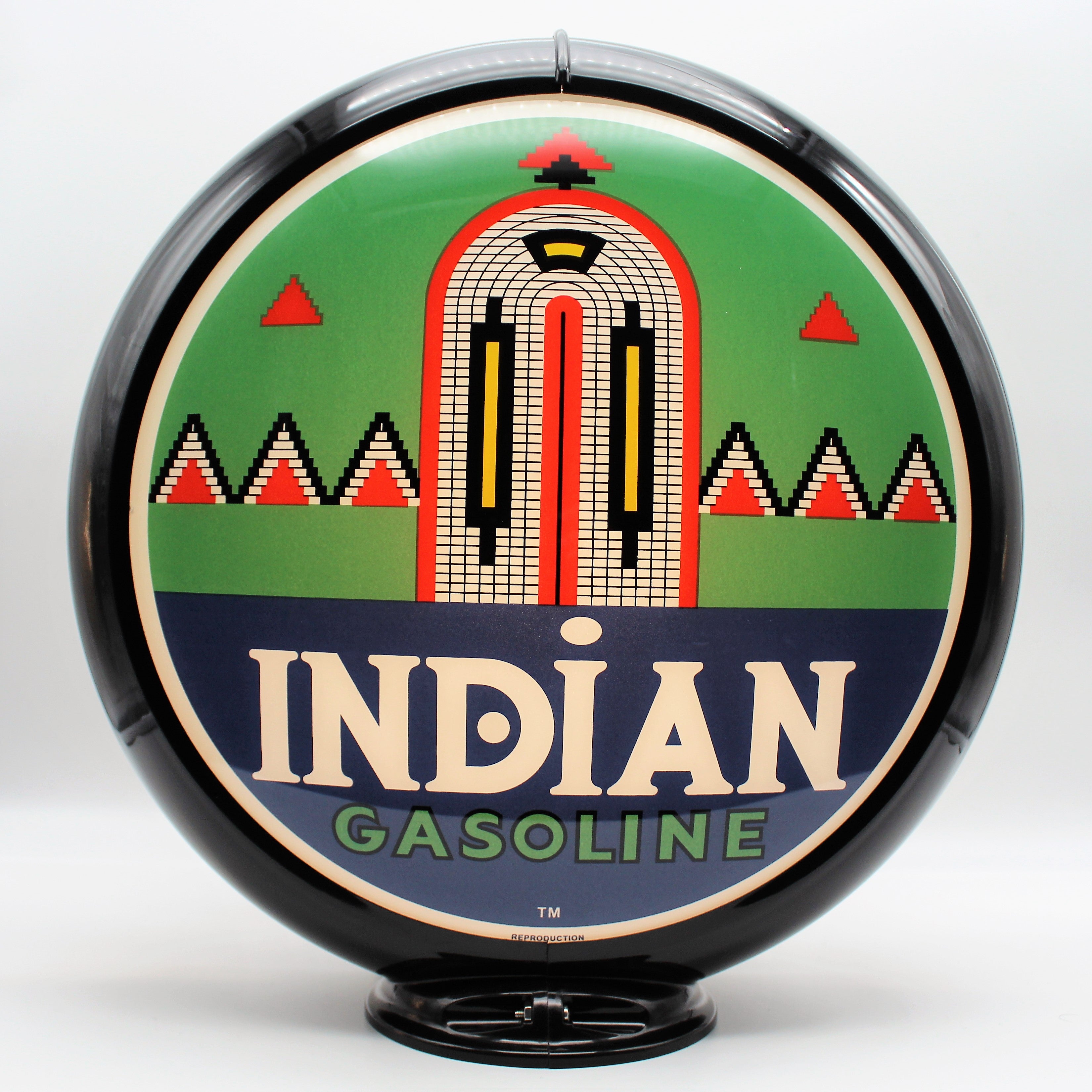 INDIAN GASOLINE WITH ARCH 13.5" Ad Globe