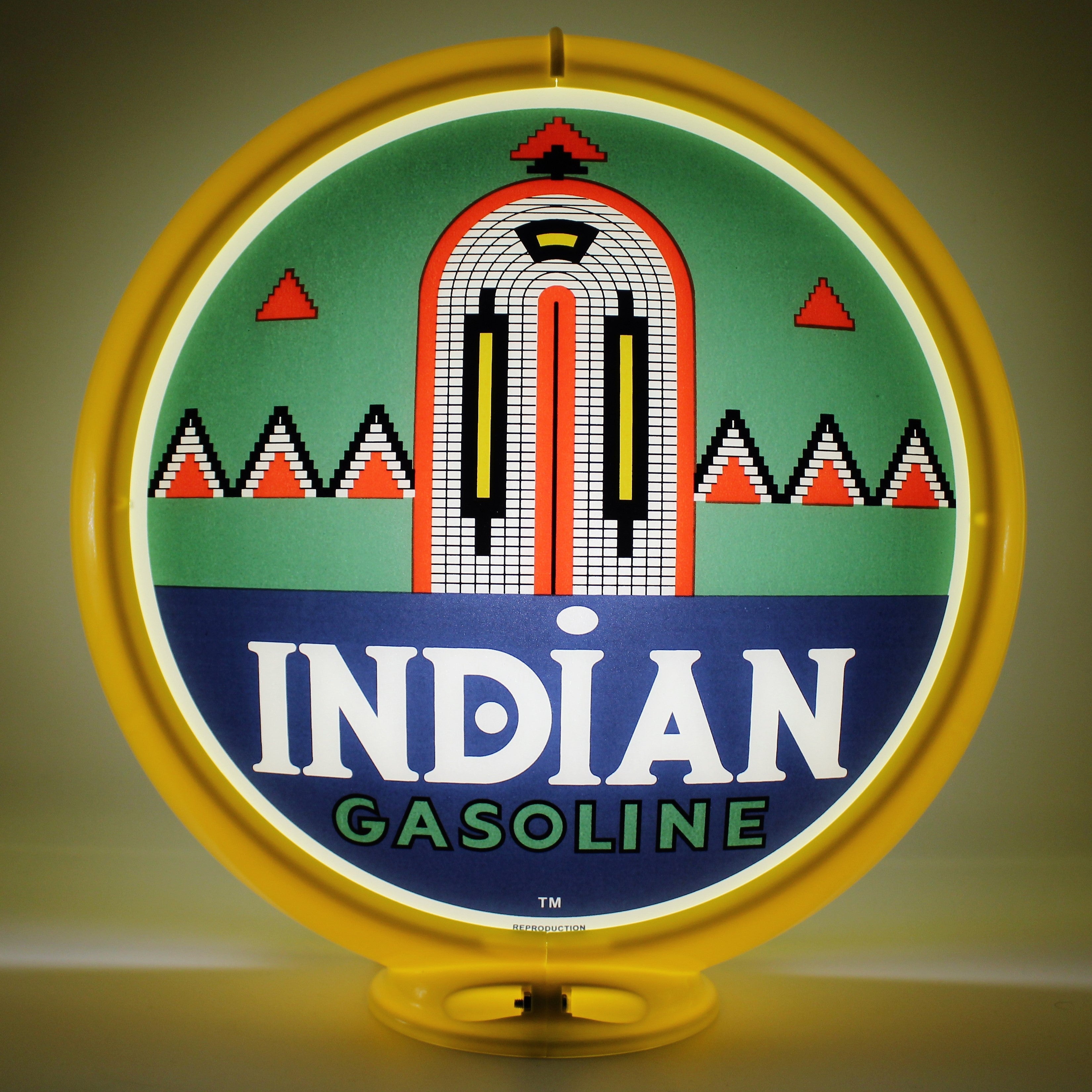 INDIAN GASOLINE WITH ARCH 13.5" Ad Globe