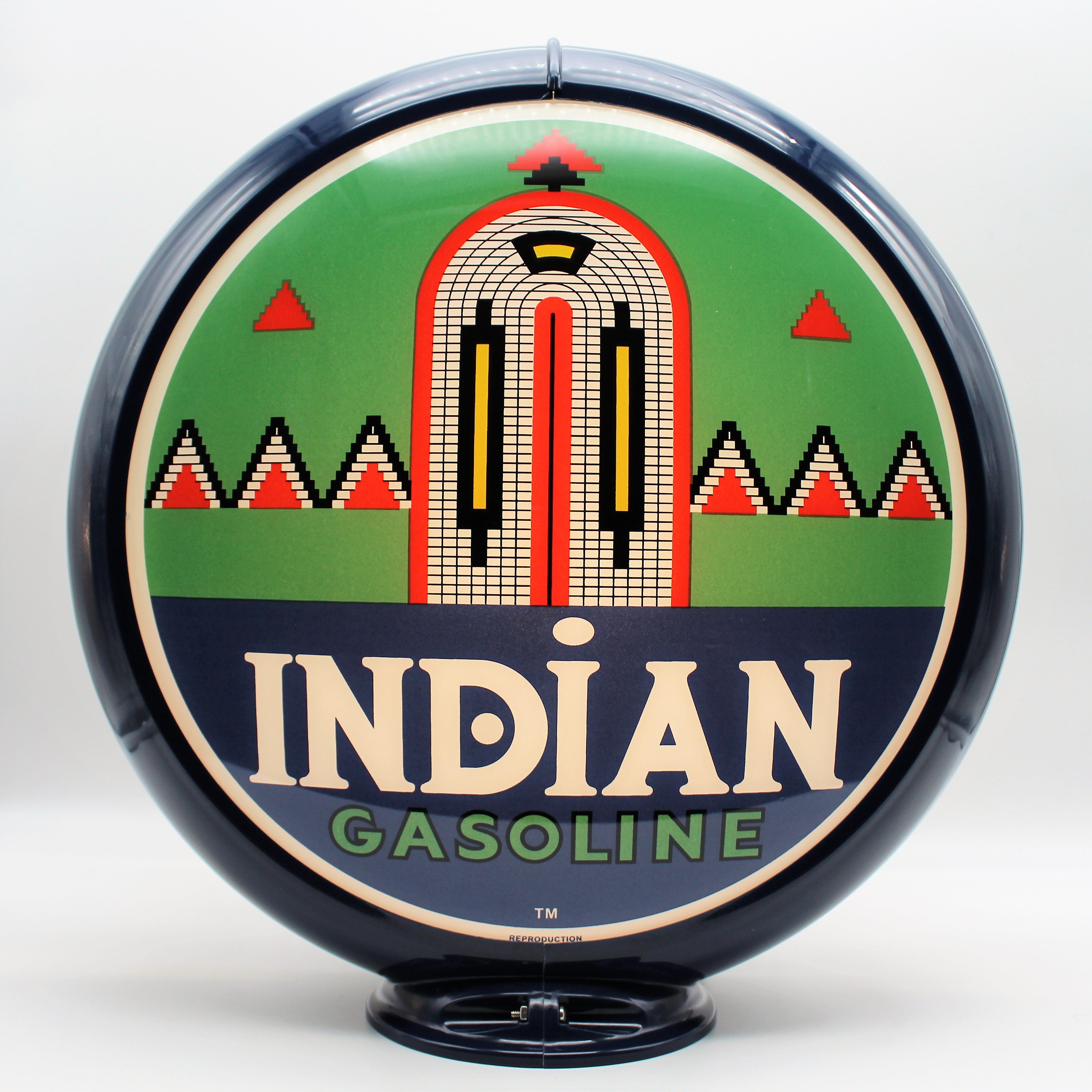 INDIAN GASOLINE WITH ARCH 13.5" Ad Globe