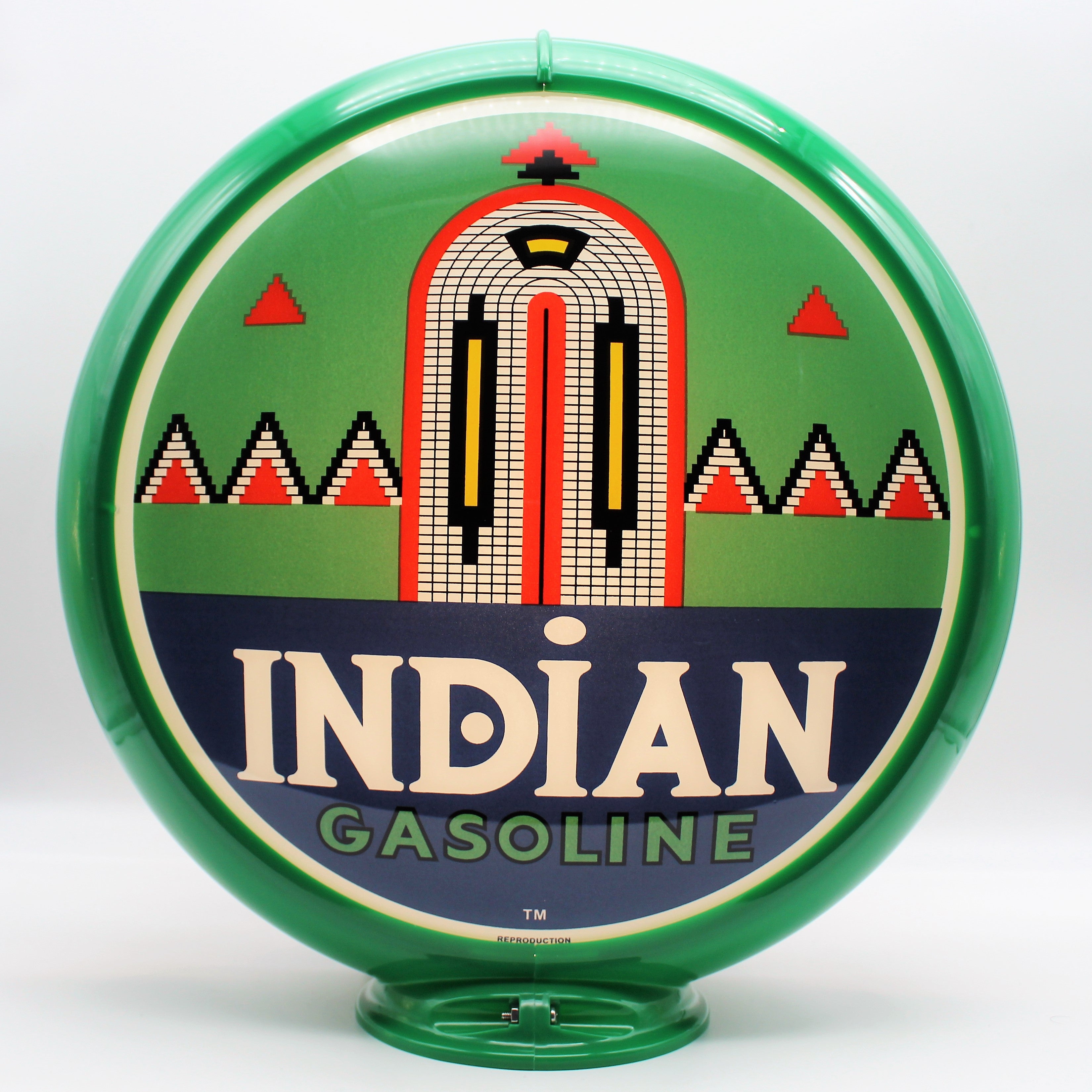 INDIAN GASOLINE WITH ARCH 13.5" Ad Globe