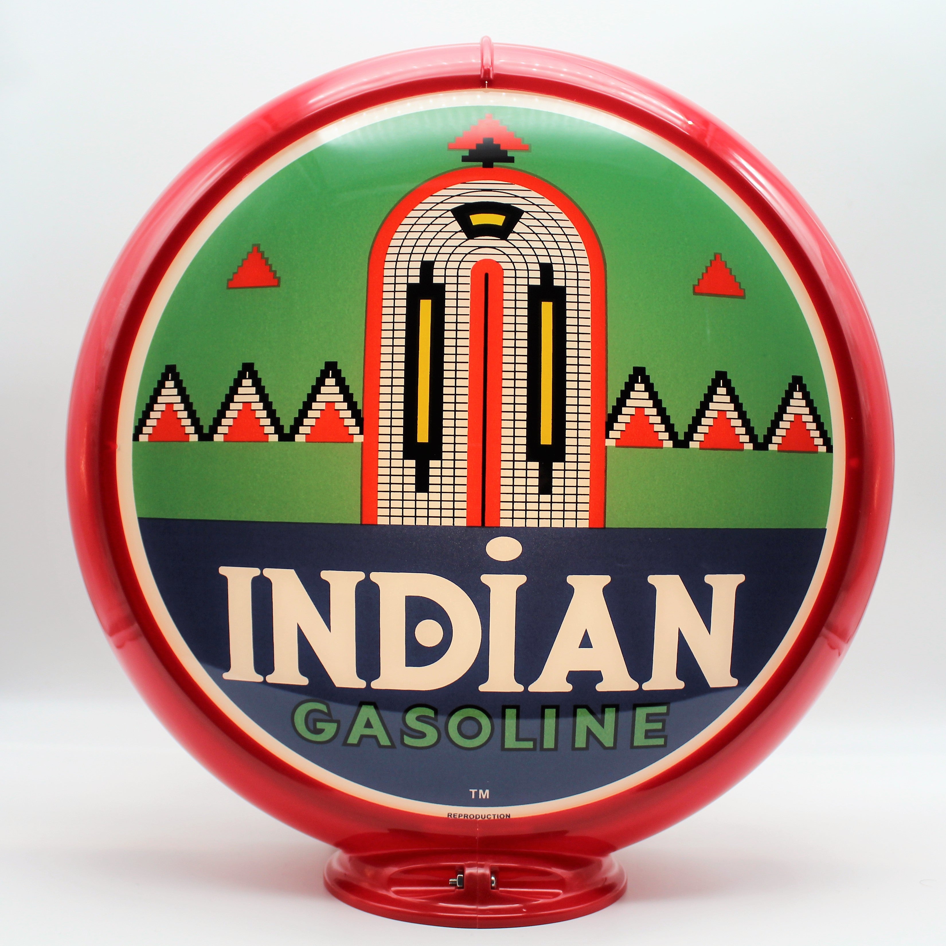 INDIAN GASOLINE WITH ARCH 13.5" Ad Globe