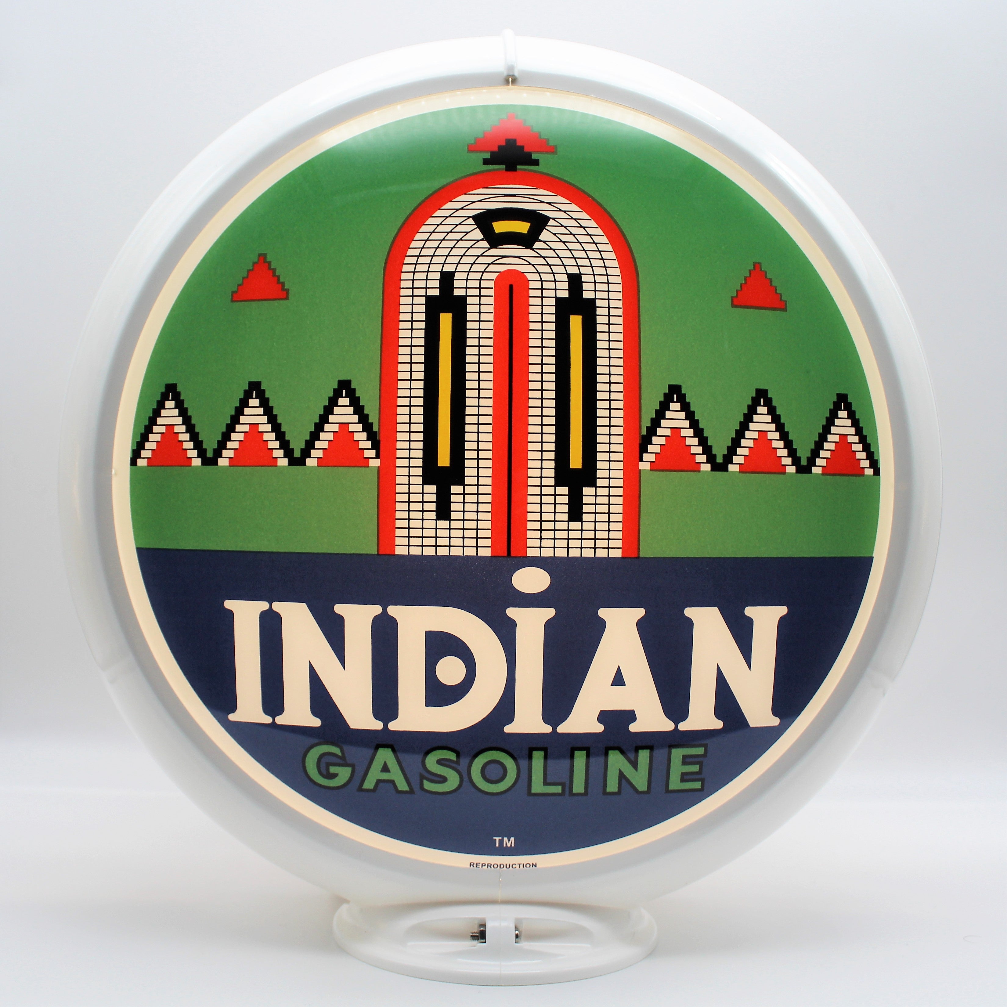 INDIAN GASOLINE WITH ARCH 13.5" Ad Globe