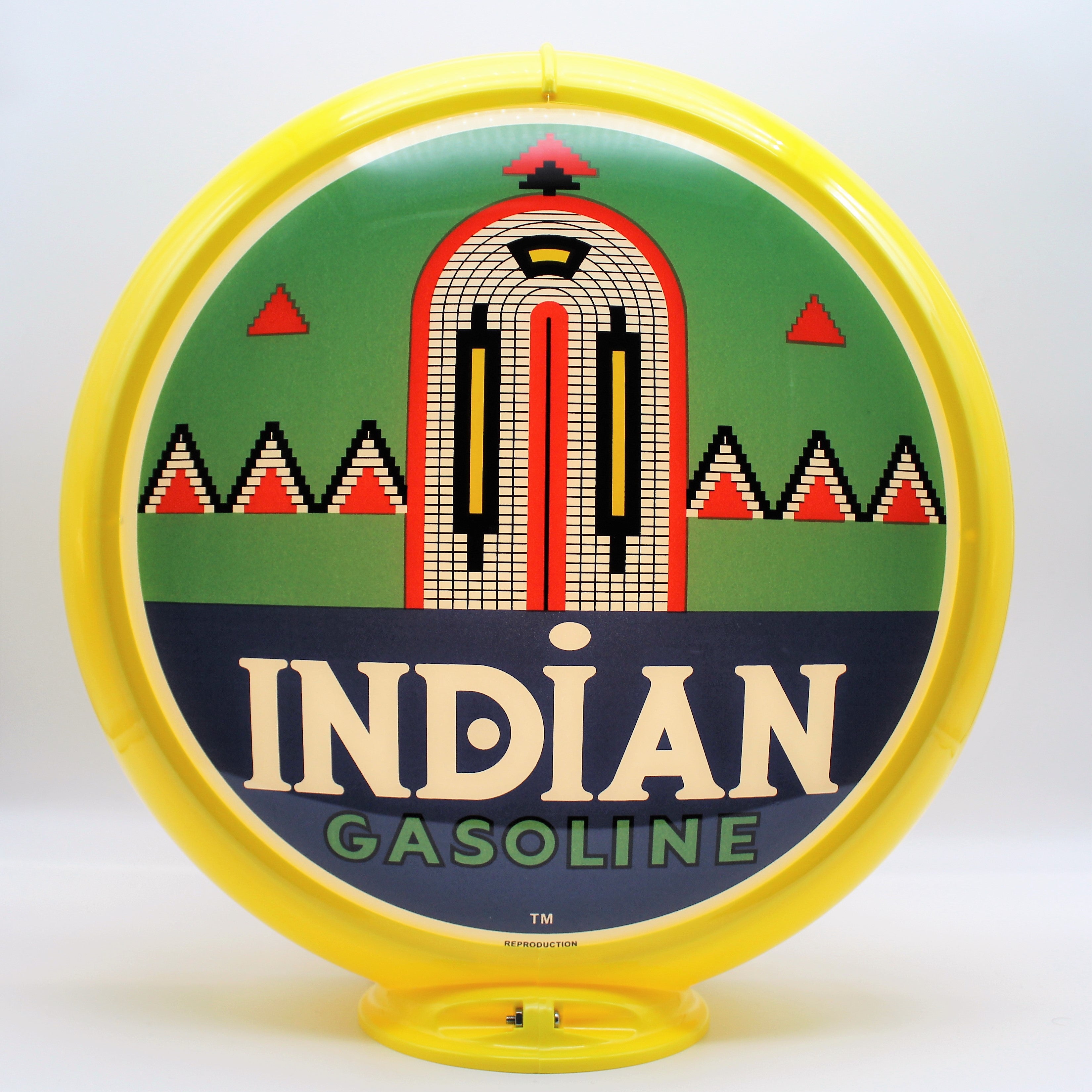 INDIAN GASOLINE WITH ARCH 13.5" Ad Globe