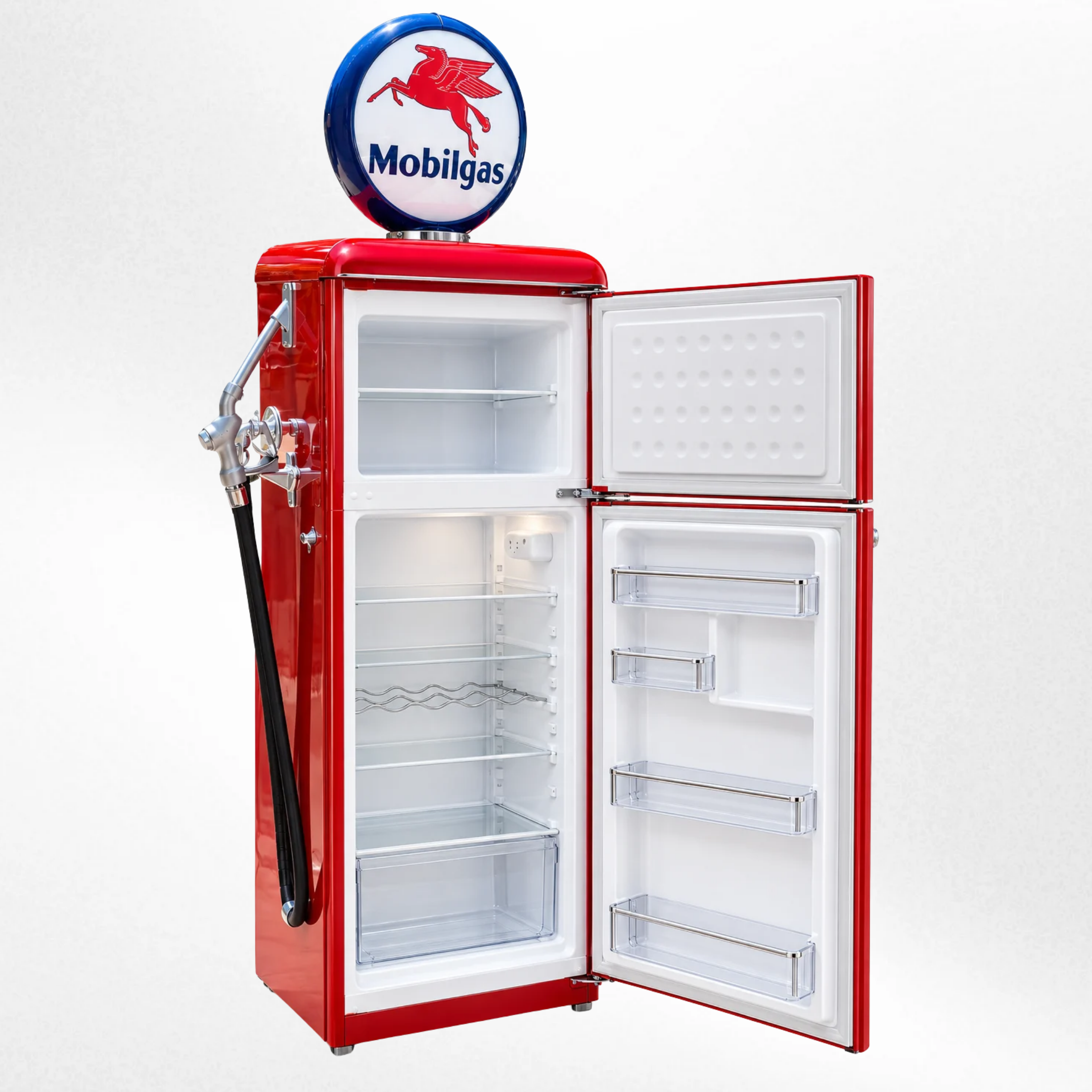 Mobil Tokheim 39 Style Gas Pump Replica Fridge - White Front