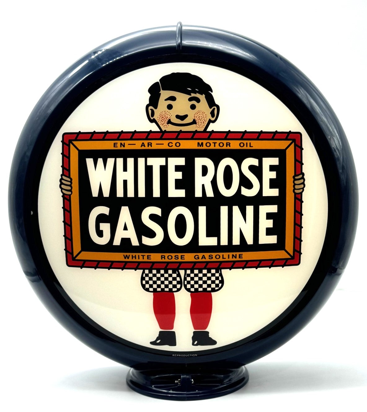 WHITE ROSE BOY GASOLINE 13.5" Ad Globe