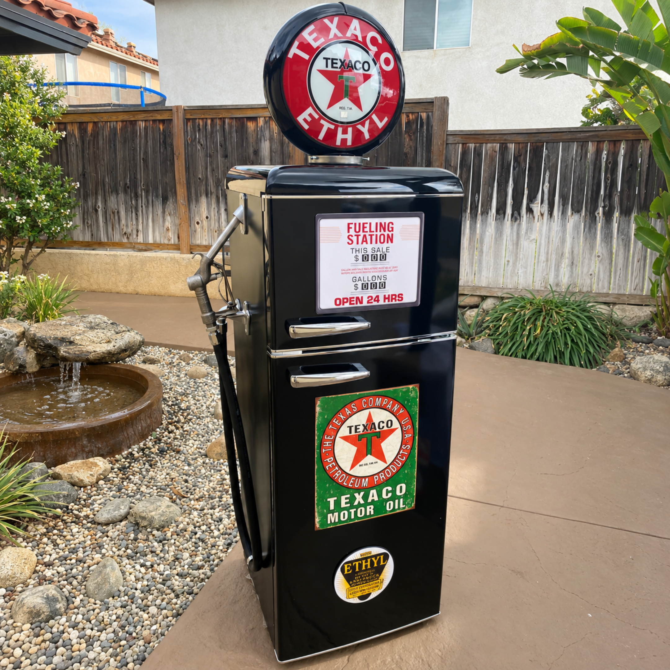 Texaco Tokheim 39 Style Gas Pump Replica Fridge - Black