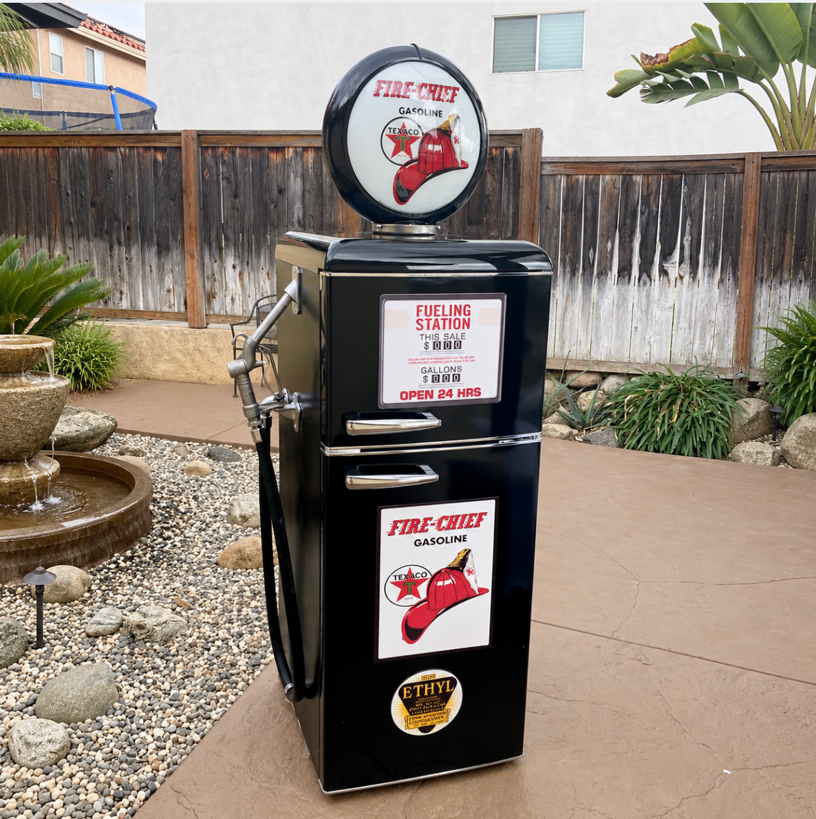 Fire Chief Tokheim 39 Style Gas Pump Replica Fridge - Black