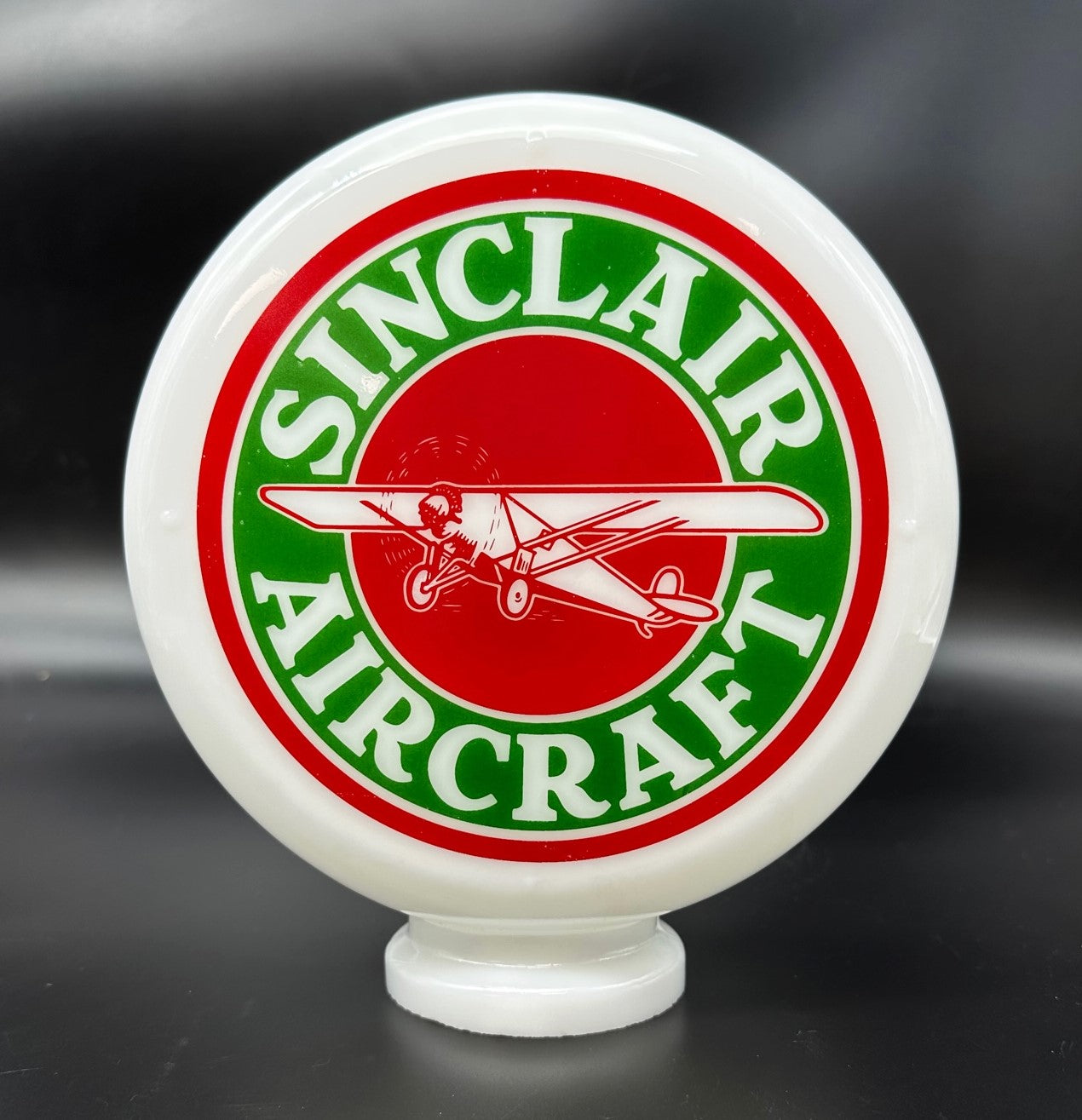 SINCLAIR AIRCRAFT 8" Mini Glass Gas Pump Globe