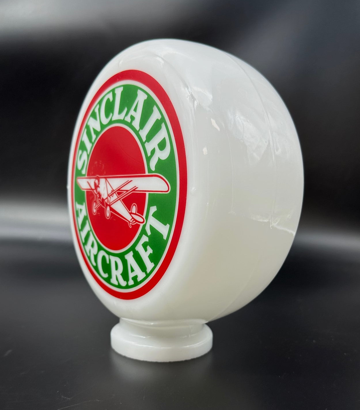 SINCLAIR AIRCRAFT 8" Mini Glass Gas Pump Globe