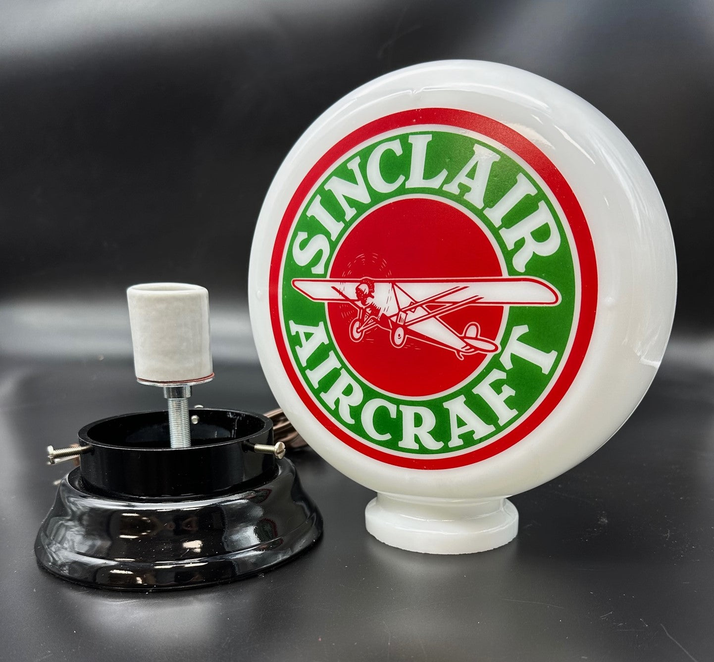 SINCLAIR AIRCRAFT 8" Mini Glass Gas Pump Globe