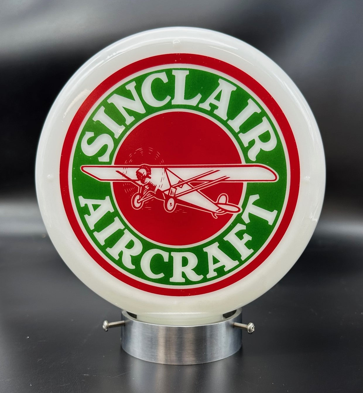 SINCLAIR AIRCRAFT 8" Mini Glass Gas Pump Globe