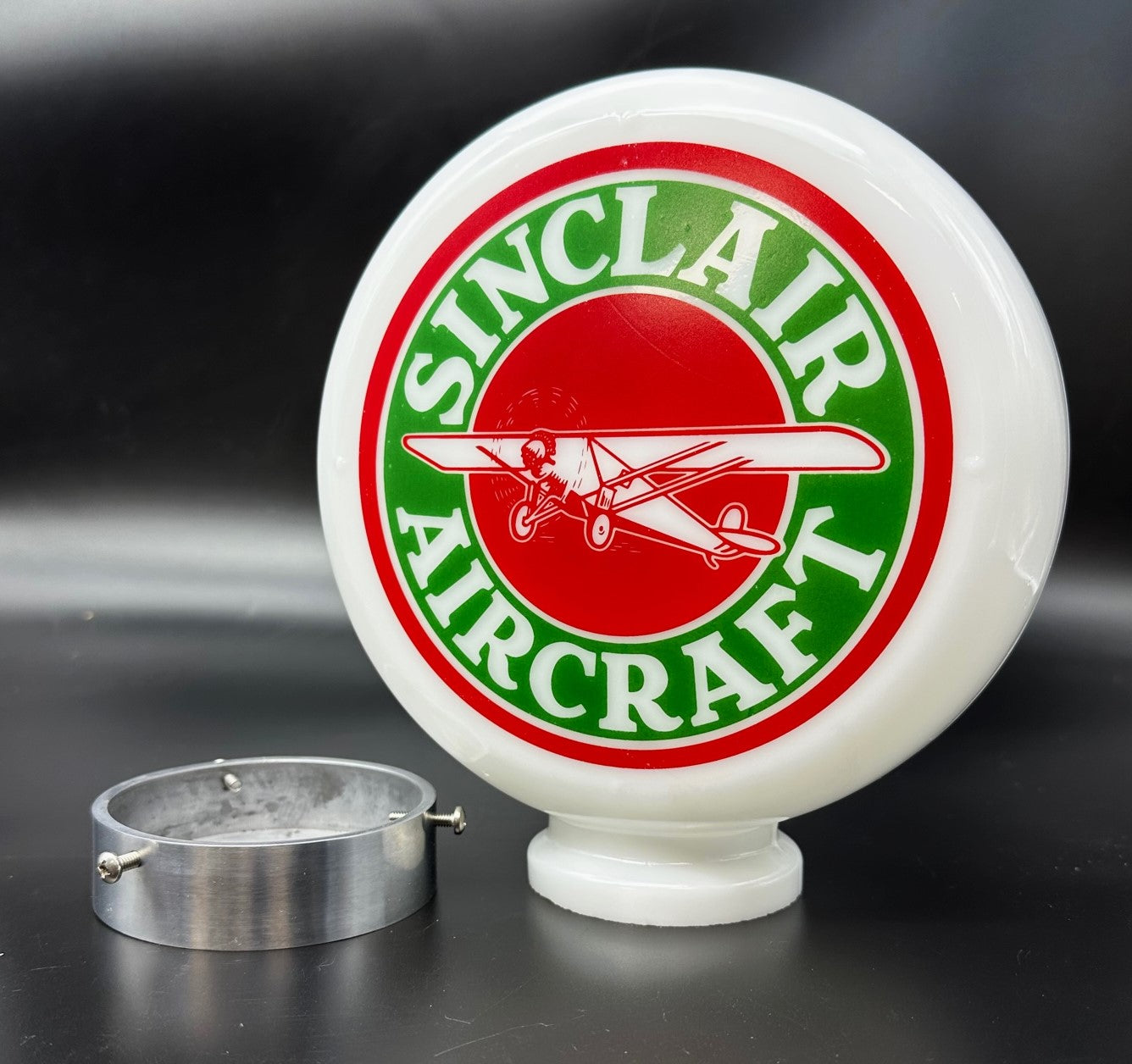 SINCLAIR AIRCRAFT 8" Mini Glass Gas Pump Globe