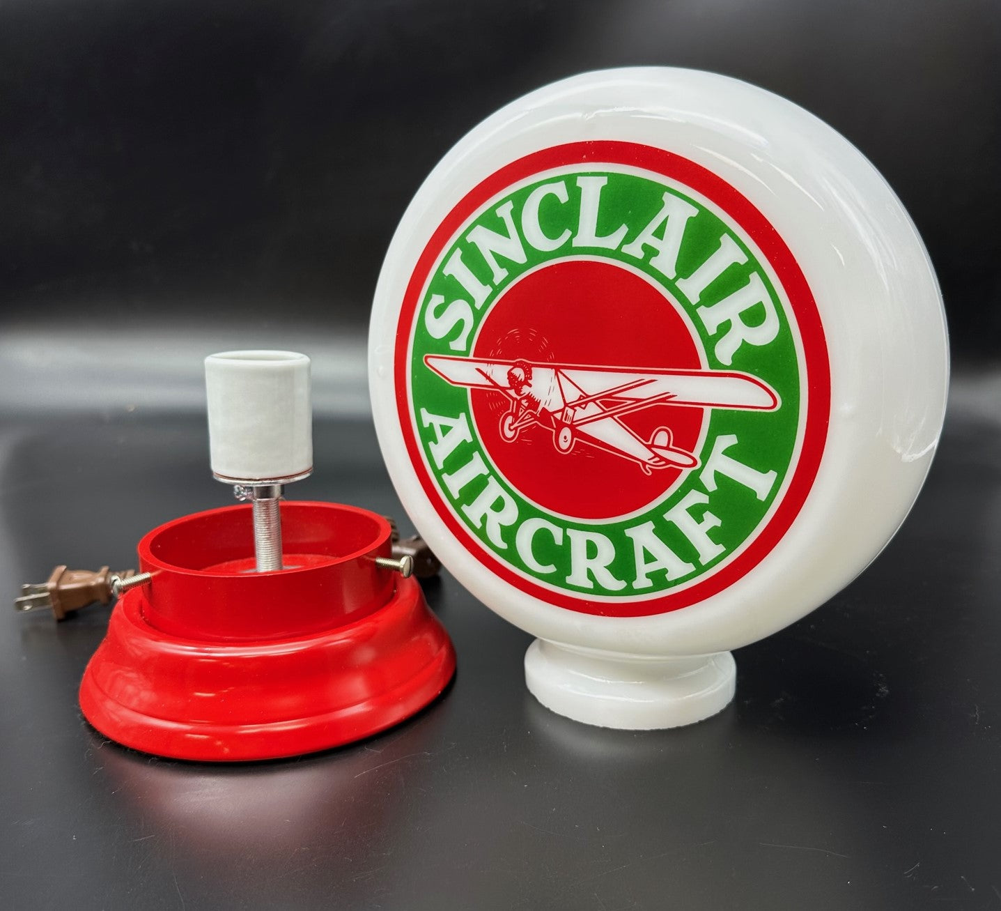 SINCLAIR AIRCRAFT 8" Mini Glass Gas Pump Globe