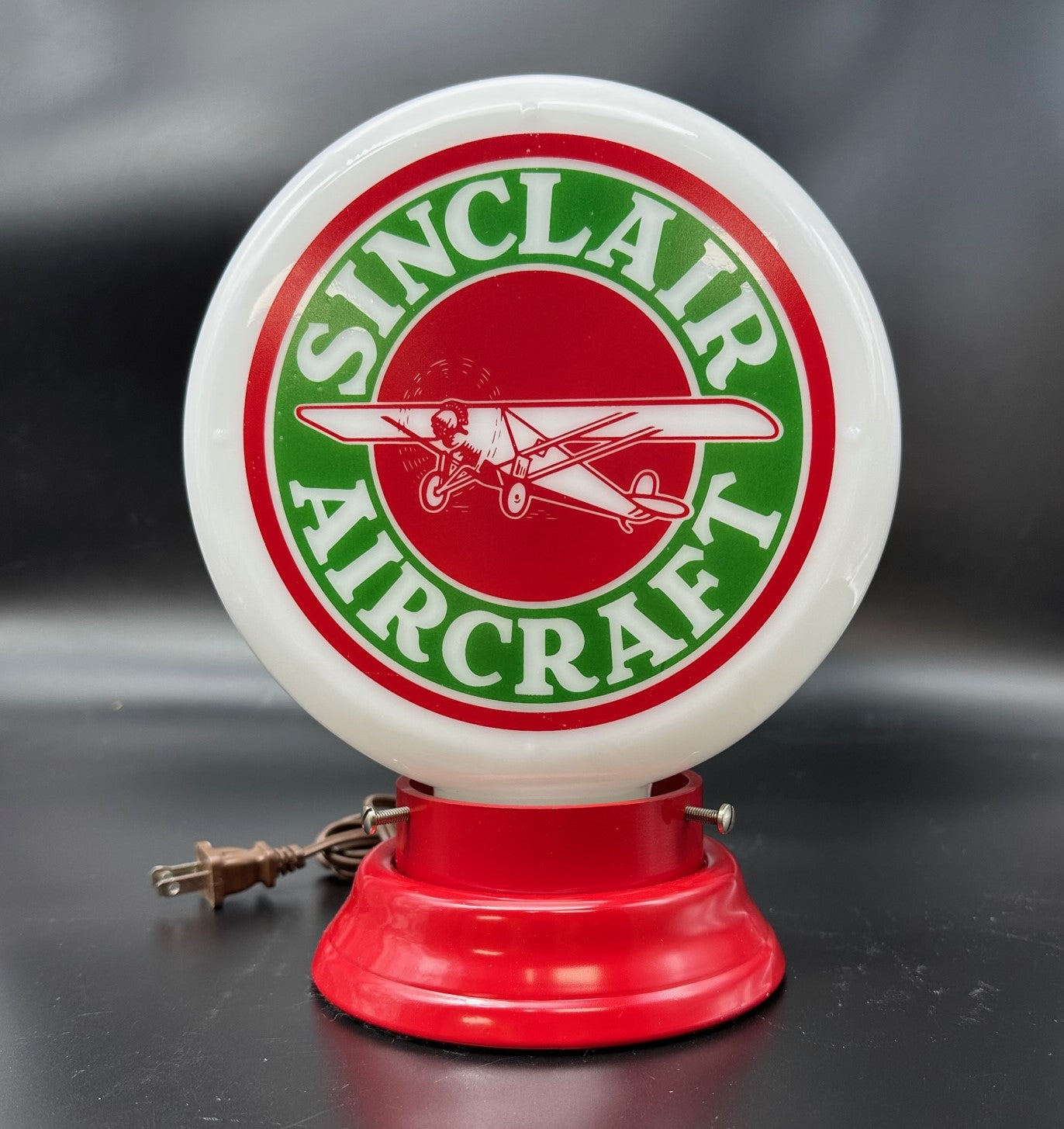SINCLAIR AIRCRAFT 8" Mini Glass Gas Pump Globe