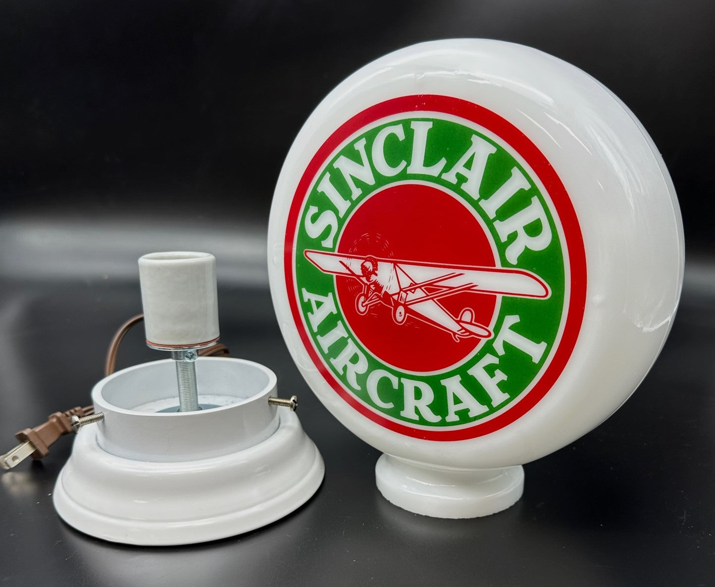 SINCLAIR AIRCRAFT 8" Mini Glass Gas Pump Globe