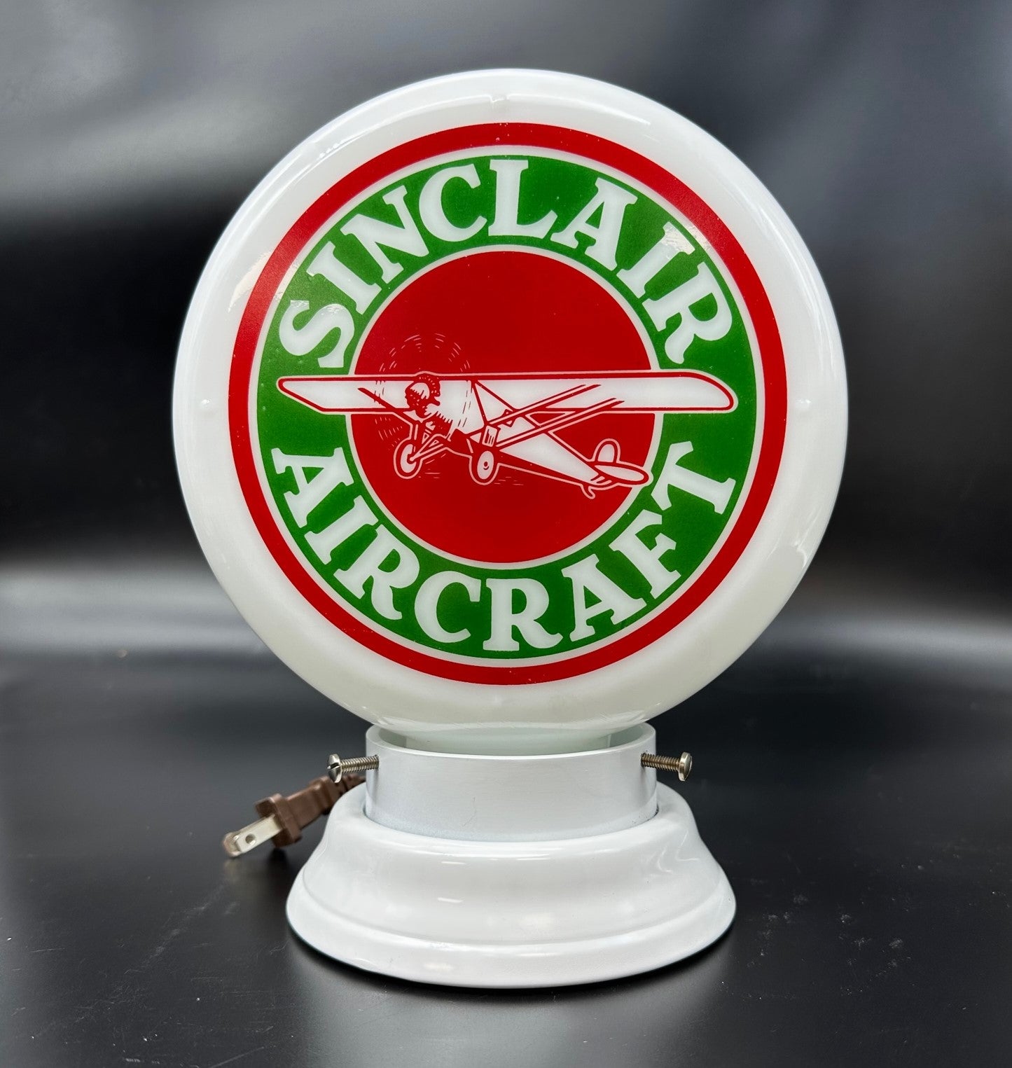 SINCLAIR AIRCRAFT 8" Mini Glass Gas Pump Globe