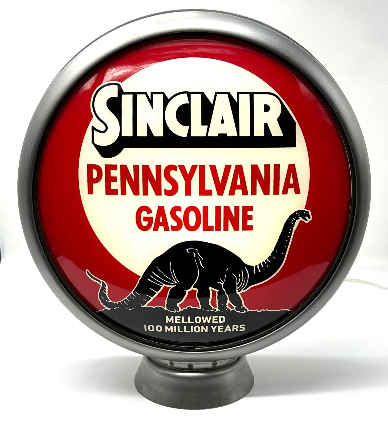 SINCLAIR PENNSYLVANIA GASOLINE 100 MILLION YEARS 13.5" Gas Pump Globe