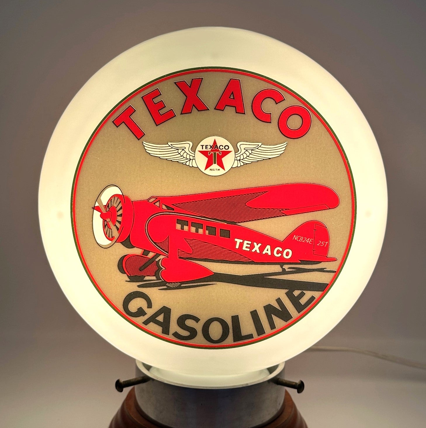 TEXACO AVIATION GASOLINE 8" MINI GLASS GLOBE (GLOBE ONLY)