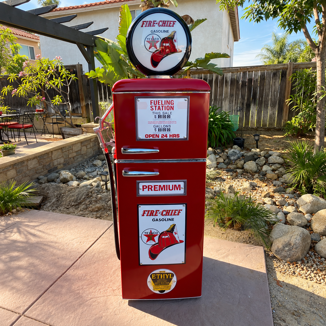 Fire Chief Tokheim 39 Style Gas Pump Replica Fridge - Red