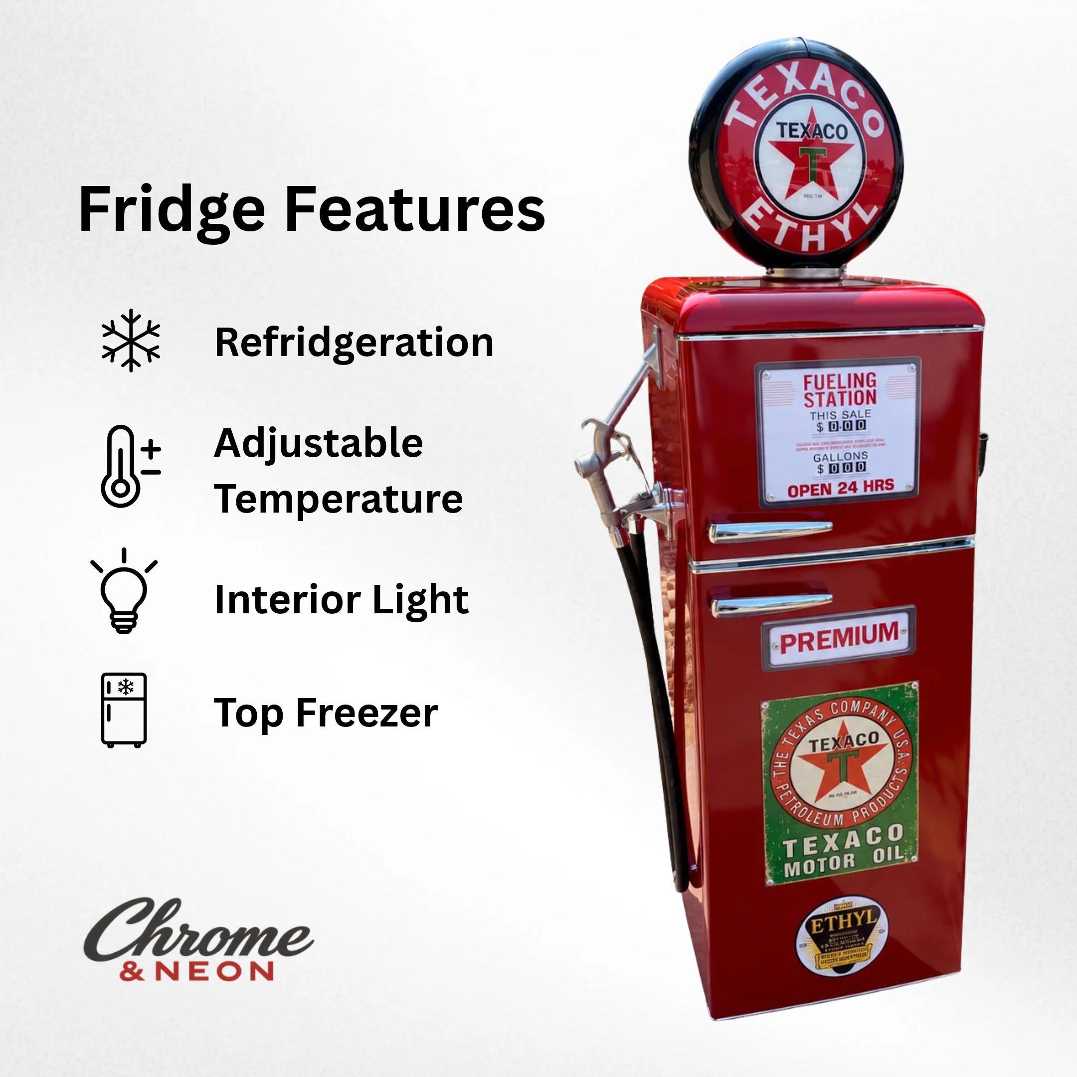 Texaco Tokheim 39 Style Gas Pump Replica Fridge - Red