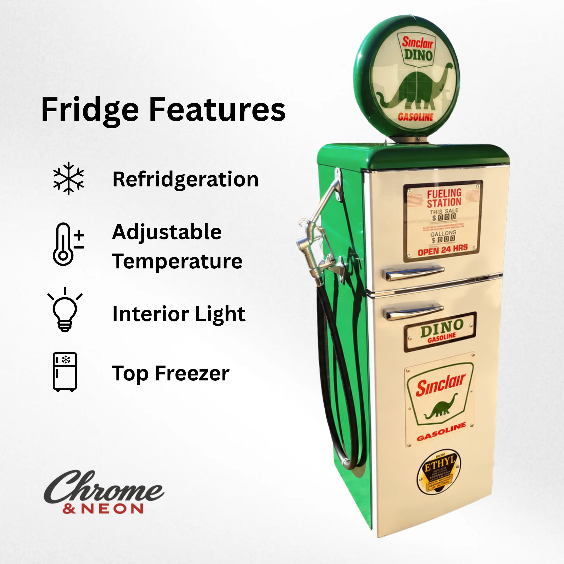Dino Sinclair Tokheim 39 Style Gas Pump Replica Fridge