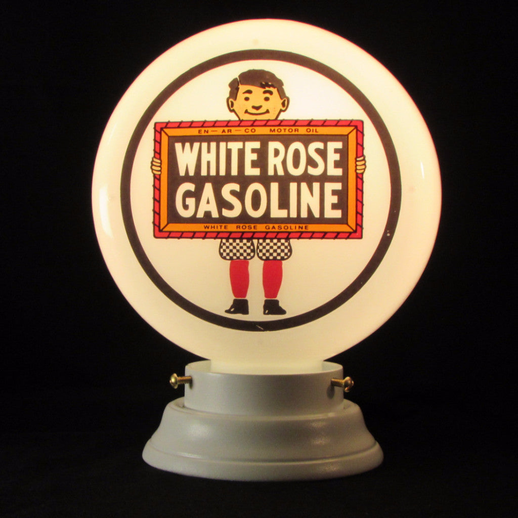 WHITE ROSE BOY GASOLINE 8" Mini Glass Globe