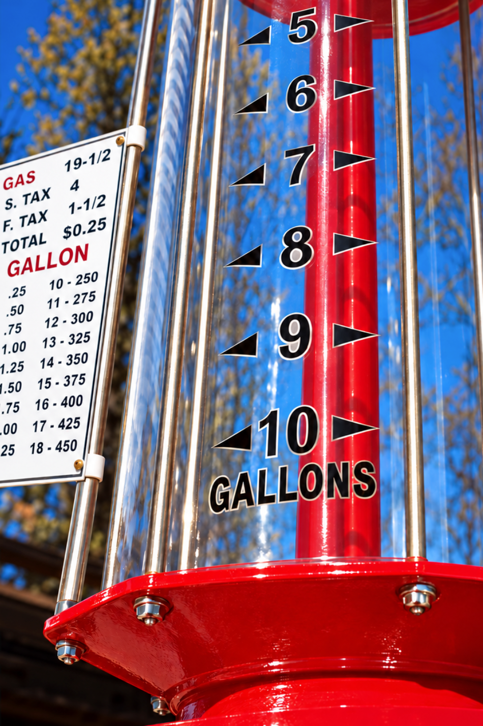 White Rose Visible Retro Gas Pump