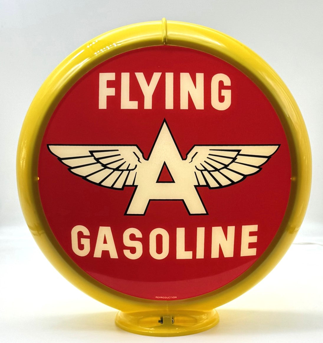 FLYING A RED BACKGROUND 13.5" Gas Pump Globe